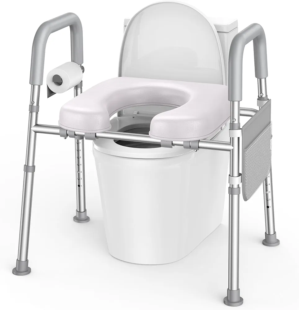 Mejores alzadores de WC para personas mayores en 2026 3 Elevador de WC con reposabrazos sin herramientas para personas mayores