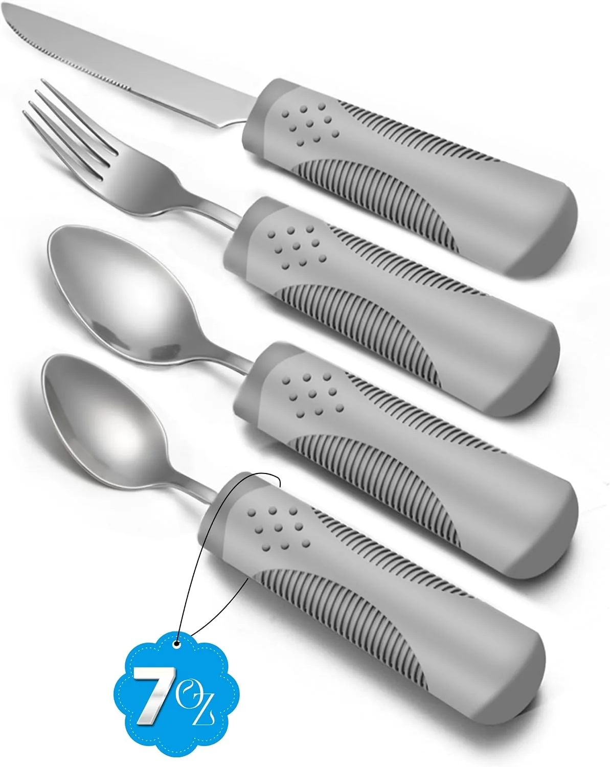 Mejores cubiertos adaptados para personas mayores (2026) 2 CuraVita cubiertos adaptados pesados de 200 gramos