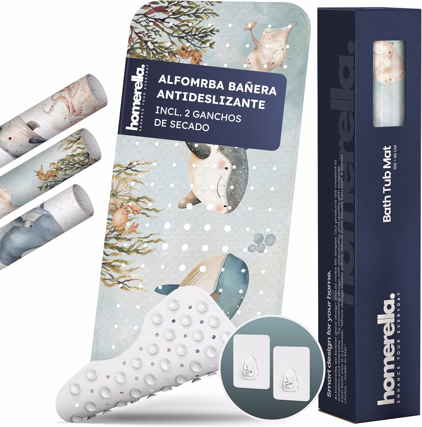 Homerella alfombrilla antideslizante 100 x 40 cm para bañera