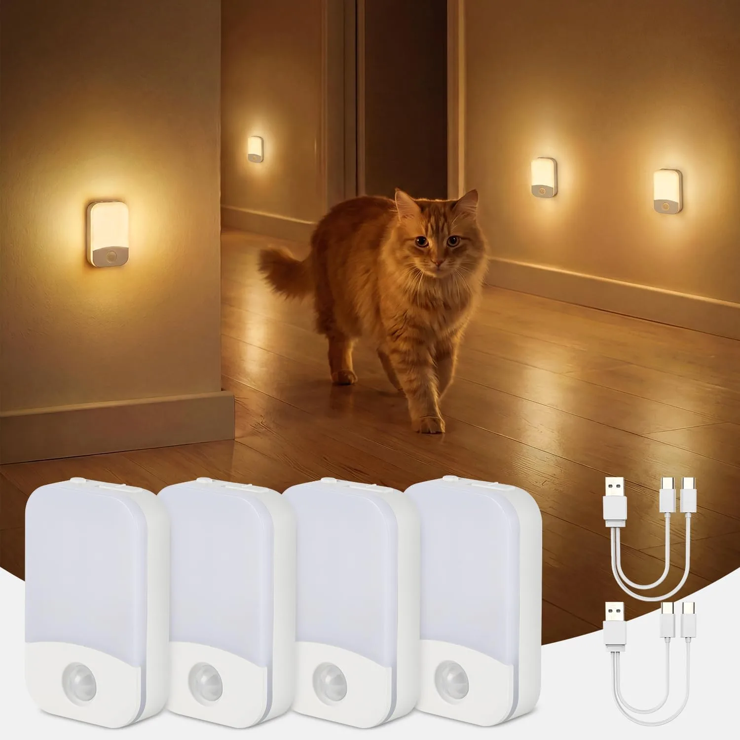 Mejores luces con sensor de movimiento para personas mayores (2026) 3 Dinoho luz nocturna recargable con sensor de movimiento