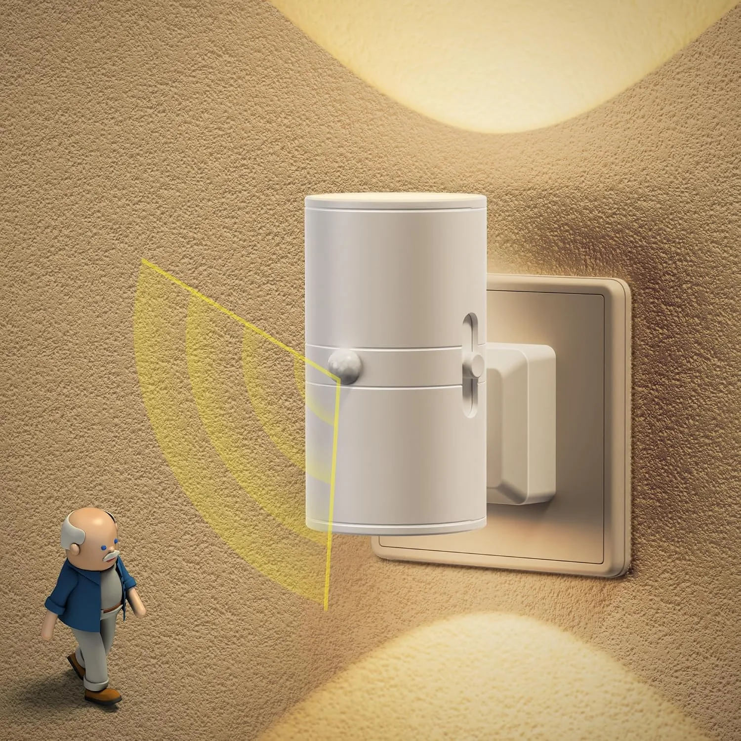 Mejores luces con sensor de movimiento para personas mayores (2026) 7 JandCase luz nocturna enchufable regulable con sensor de movimiento