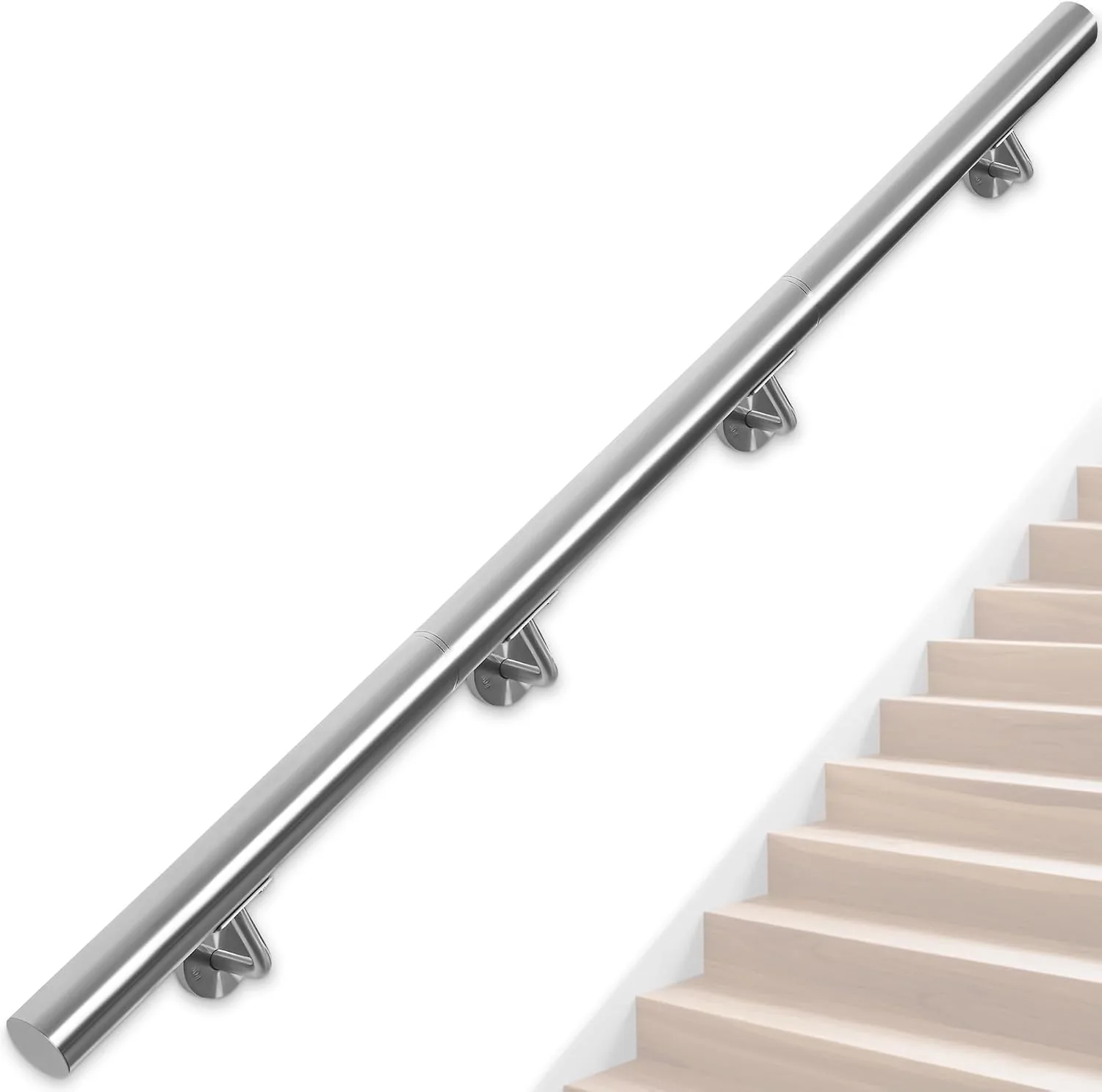 Mejores pasamanos para escaleras para personas mayores (2026) 2 OUUTMEE pasamanos de acero inoxidable de 250 cm